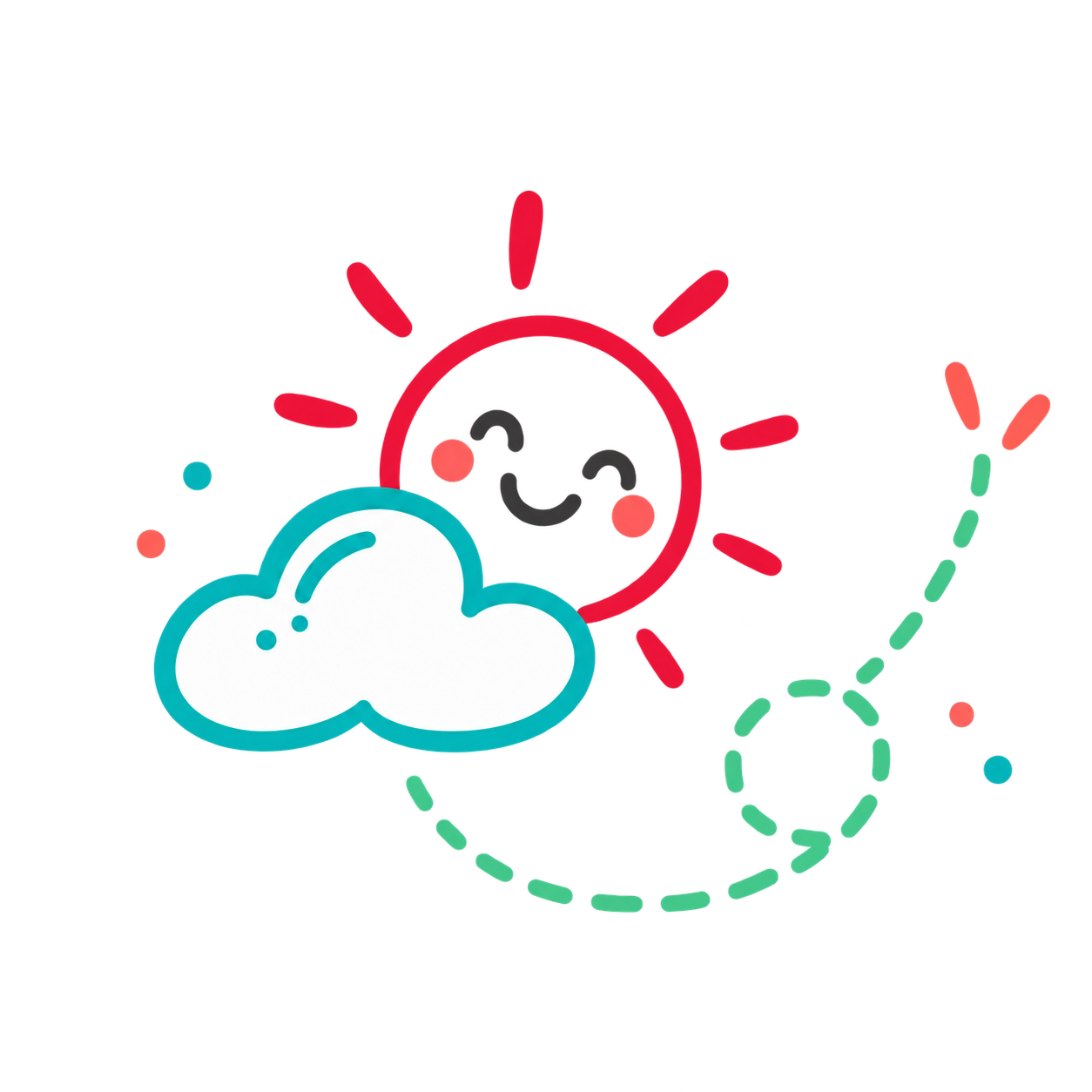 Ilustración decorativa de un sol y una nube